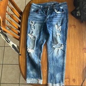 American Eagle Outfitters Blue Relaxed Fit Distressed Jeans
